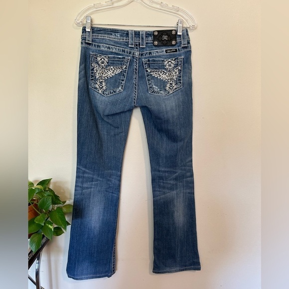 Miss Me Jeans Cross Angel Wings boot cut style Jp5117UR Blue cowgirl western 27 - Picture 2 of 11